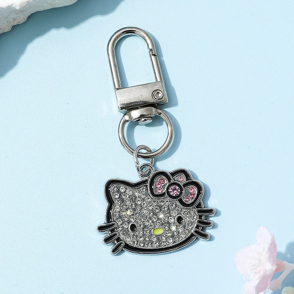 Gantungan Kunci Figur Sanrio Hello Kitty Potret Kepala Kreatif Berlian Kitty Cat untuk Ransel Aksesoris Gantungan Kunci Hadiah