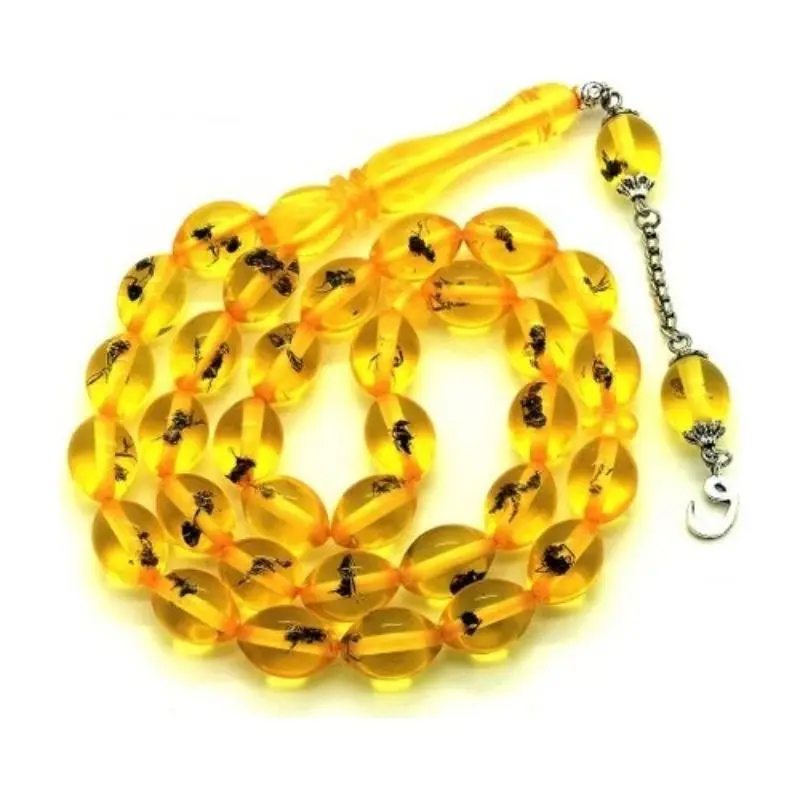 

Men's Light Yellow Barley Cut Ant of the Fossiliferous Powder Amber Rosary 2022 Summer Winter Fashion Trend Gift Items Free Shipping