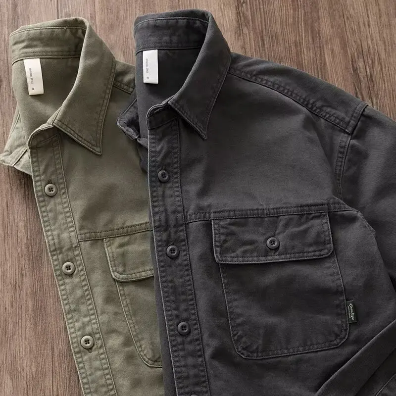 Japanese Fashion Trend Tooling Shirt Men's Hong Kong Style Long Sleeve Spring And Autumn Loose Casual Jacket
