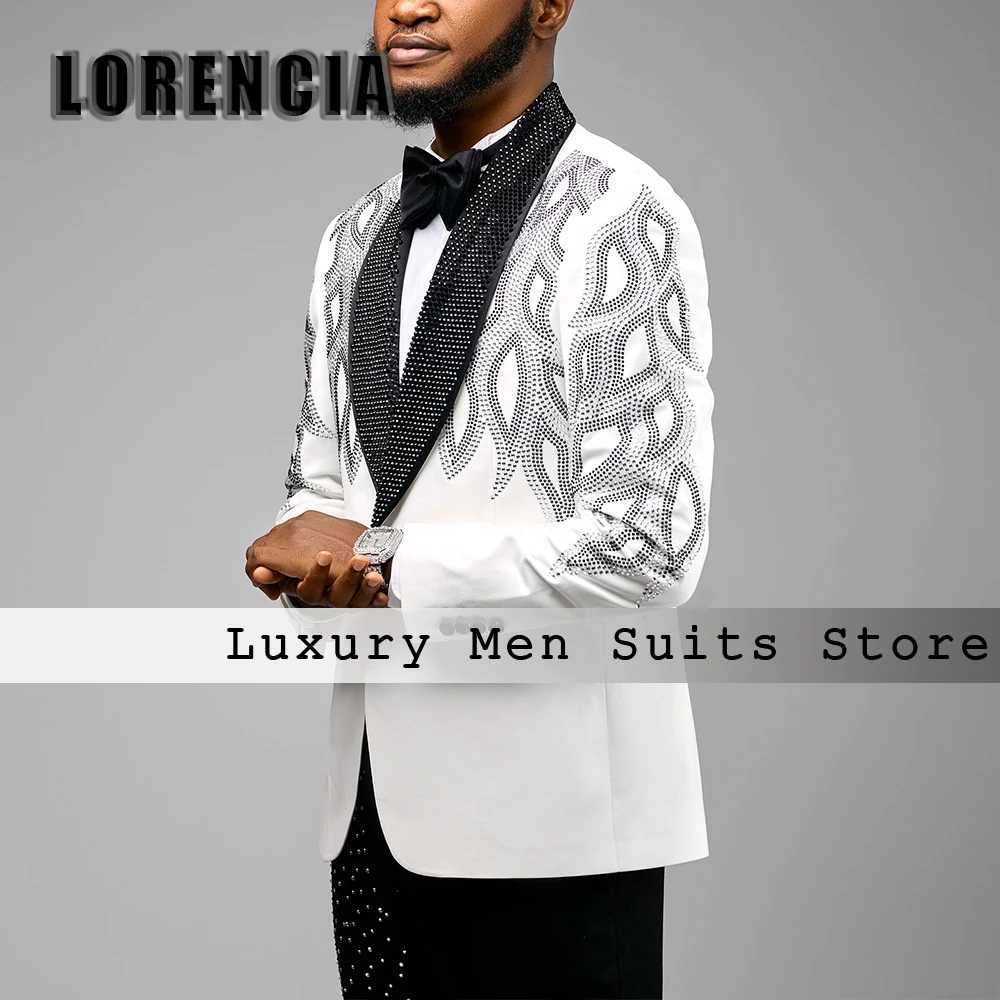 ชุดสูทผู้ชายคริสตัลหรูหรา 2 ชิ้น ปกผ้าคลุมไหล่ ทักซิโด้ งานแต่งงาน เจ้าบ่าว สั่งตัดได้ เสื้อเบลเซอร์ กางเกงขายาว ชุดสูทผู้ชายฤดูร้อนสุดหรู