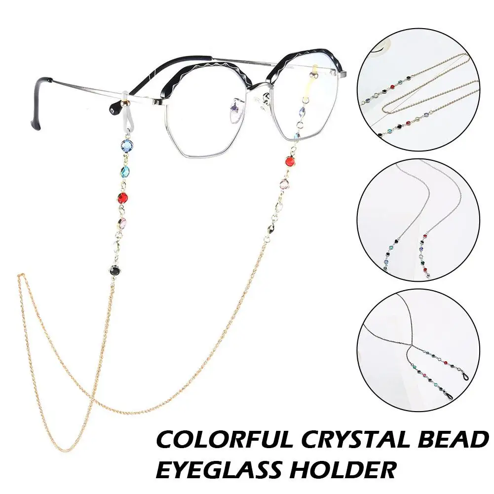 

Colorful Crystal Bead Eyeglass Holder Fashionable Retro Convenient Glasses Neck Anti-slip Hanging Chain Accessories Lanyard Q1l6