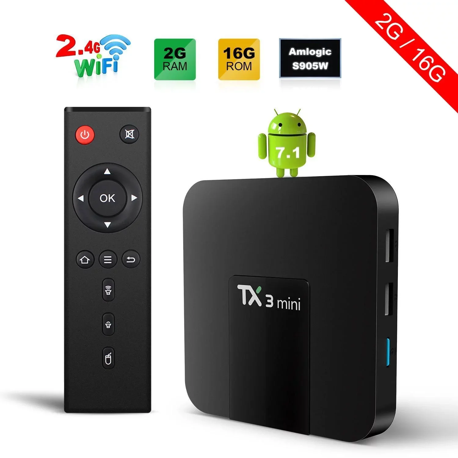 ТВ-приставка TX3 Smart TV Box 2,4G Wifi TV Box Tx3 2 + 16g HD сетевой плеер Bluetooth 4K android TV