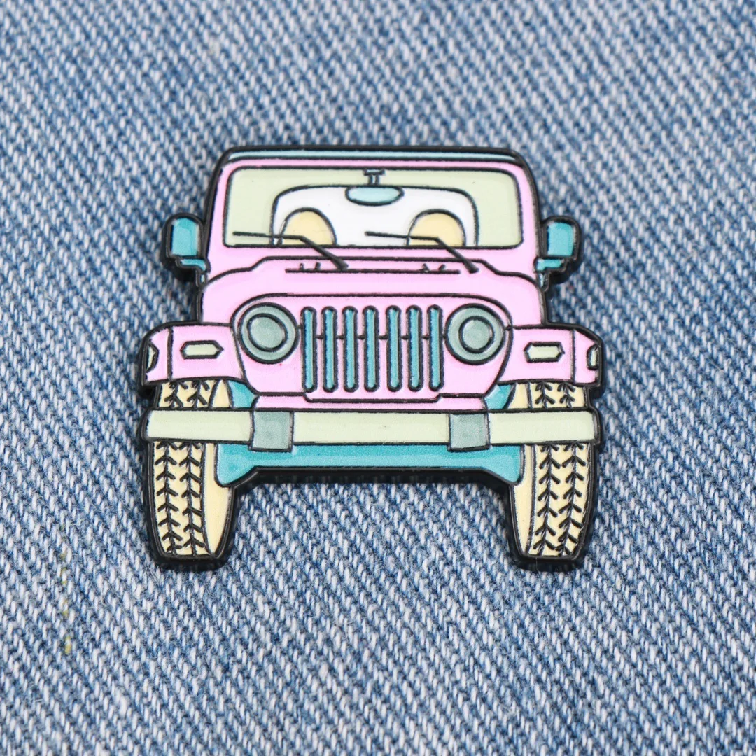 Cartoon Retro Vehicle Enamel Lapel Pins, Hippie Bus & Cute Transportation Brooch Badges for Backpack Clothing DIY Decor - view 5