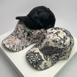 New Printing Leaf Vegan Leather Versatile Men Women Baseball Hats Cotton Korean Sunshade Fashion Breathable Outdoors Sport Caps