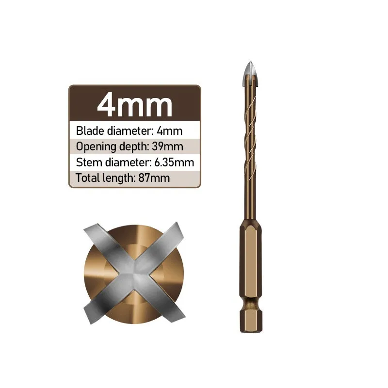 Multifunctional Cross-Shaped Drill Bit for Efficient Performance on Glass  Ceramic  Concrete  and More- 1/4\\\