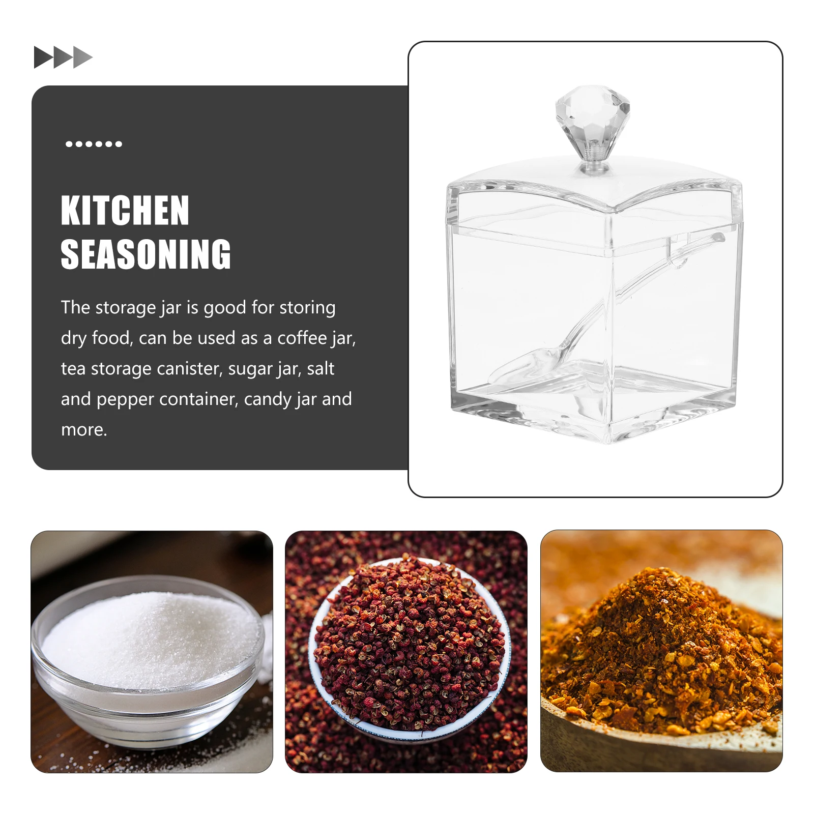 

Acrylic Seasoning Boxes Large Opening Pepper Storage Holder Fine Workmanship Acrylic Seasoning Box Condiment Holder