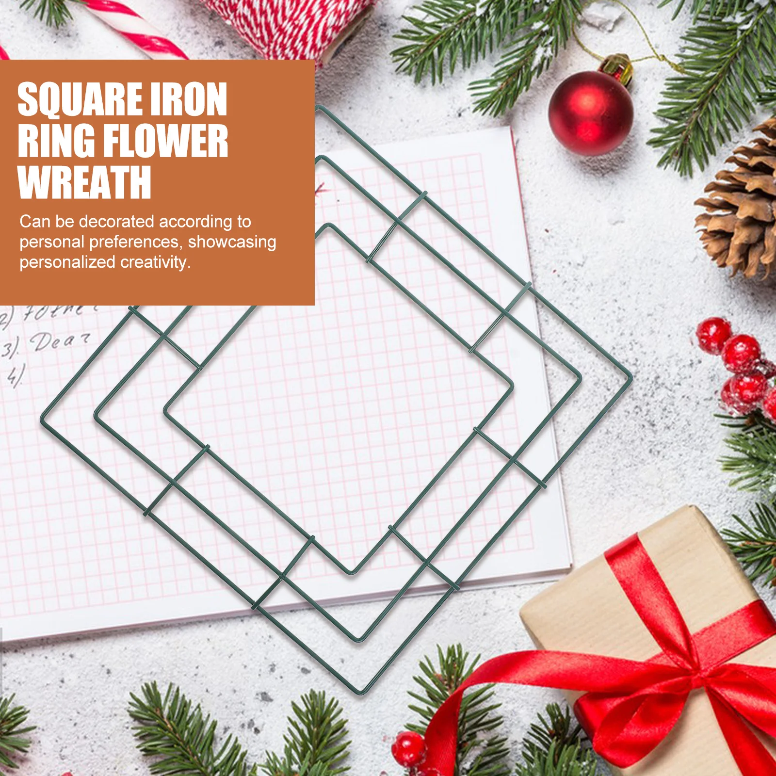 1 قطعة إكليل الحديد الإطار مربع معدن زهرة ترتيب الرف Diy بها بنفسك إكليل صنع معلقة جارلاند ديكور لوازم الحفلات #5
