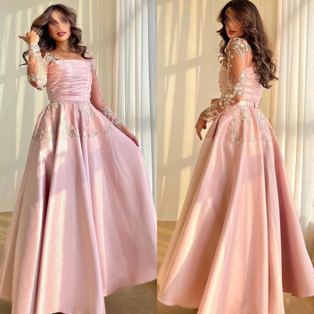

Prom Dresses Retro Elegant Square A-line Applique Satin Formal Occasion Gown birthday dress for women luxury 2024 فساتين سهره فا