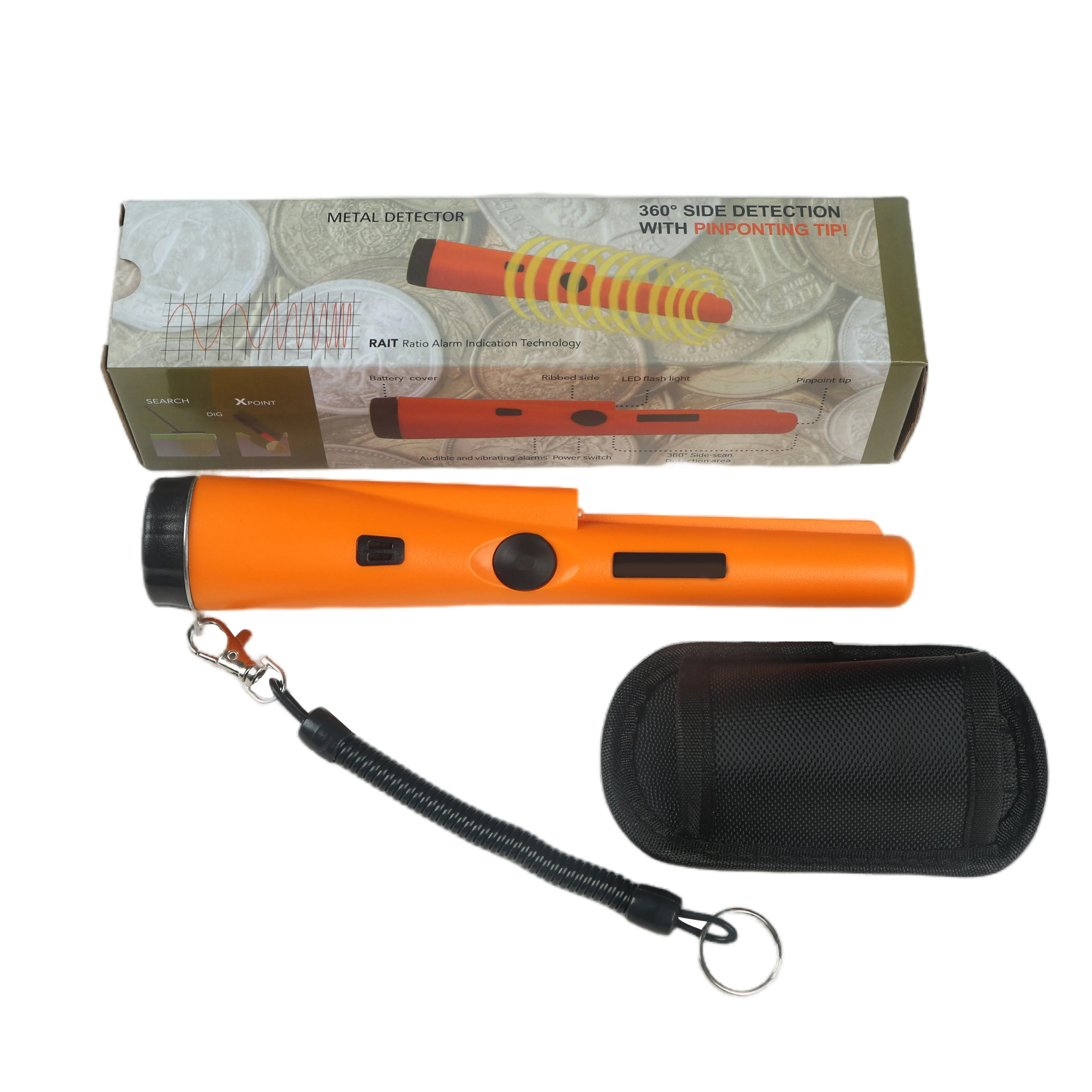 Portable Handheld Metal Detector  Professional Underground Gold Detector Assist Tool Partial Waterproof