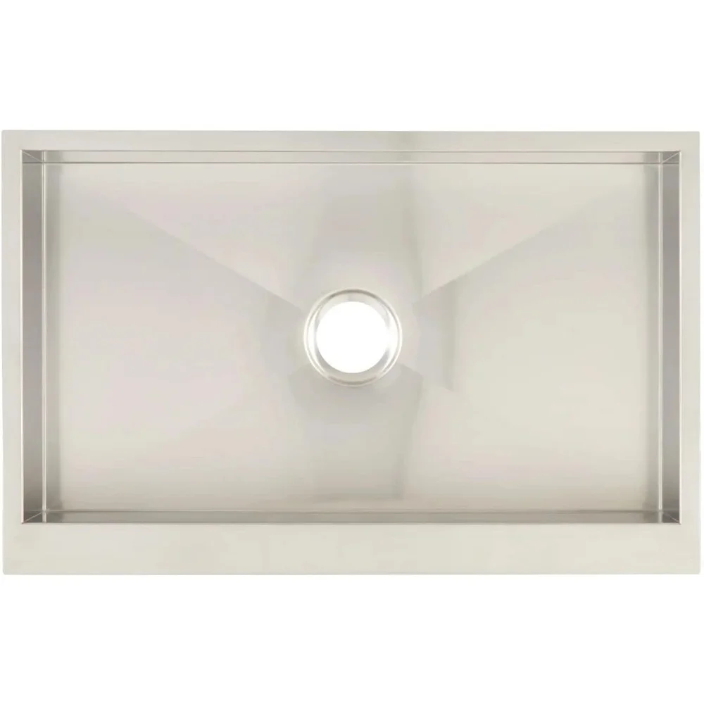 Pia de fazenda de aço inoxidável de 33 polegadas, bacia única com subdercoding absorvente de som, fácil manutenção, panelas e panelas grandes