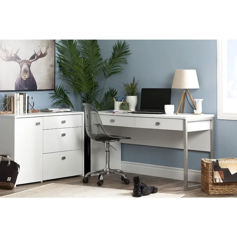 1-Door Office Storage Unit with File Drawer, Pure White