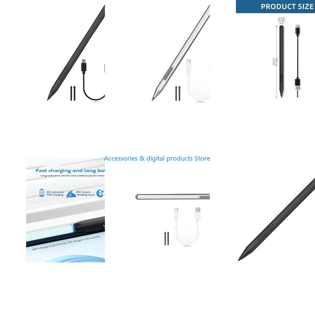 77JD Tablet Styluses Pen 1024Pressure Levels Replaceable Tip for Go/Laptop