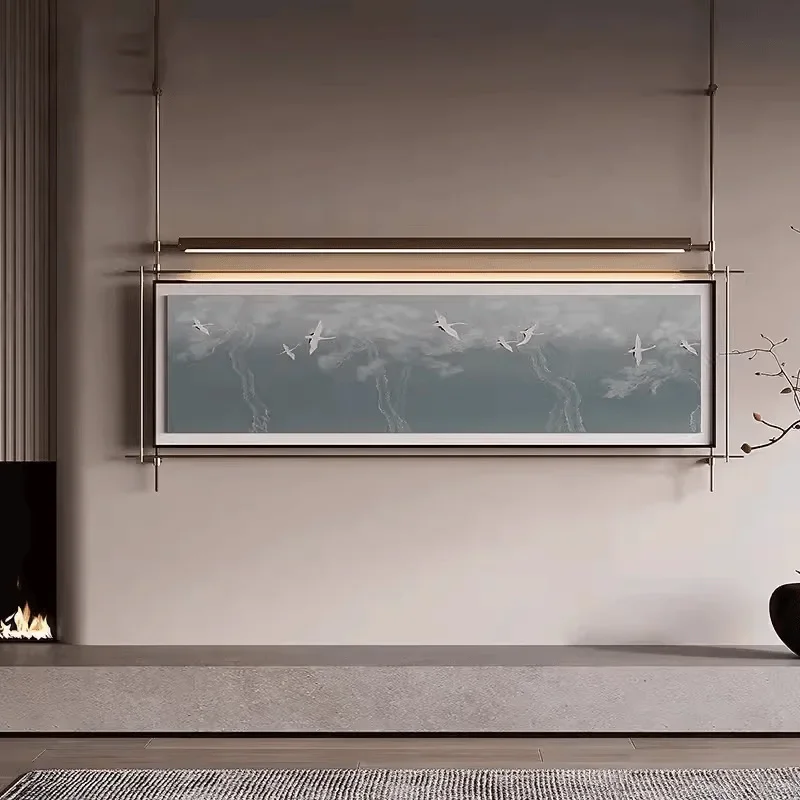 New Chinese Style Antique Flower Landscape Bedroom Bedside Living Room Sofa Background Wall High-end Iron Art Hanging Paintings