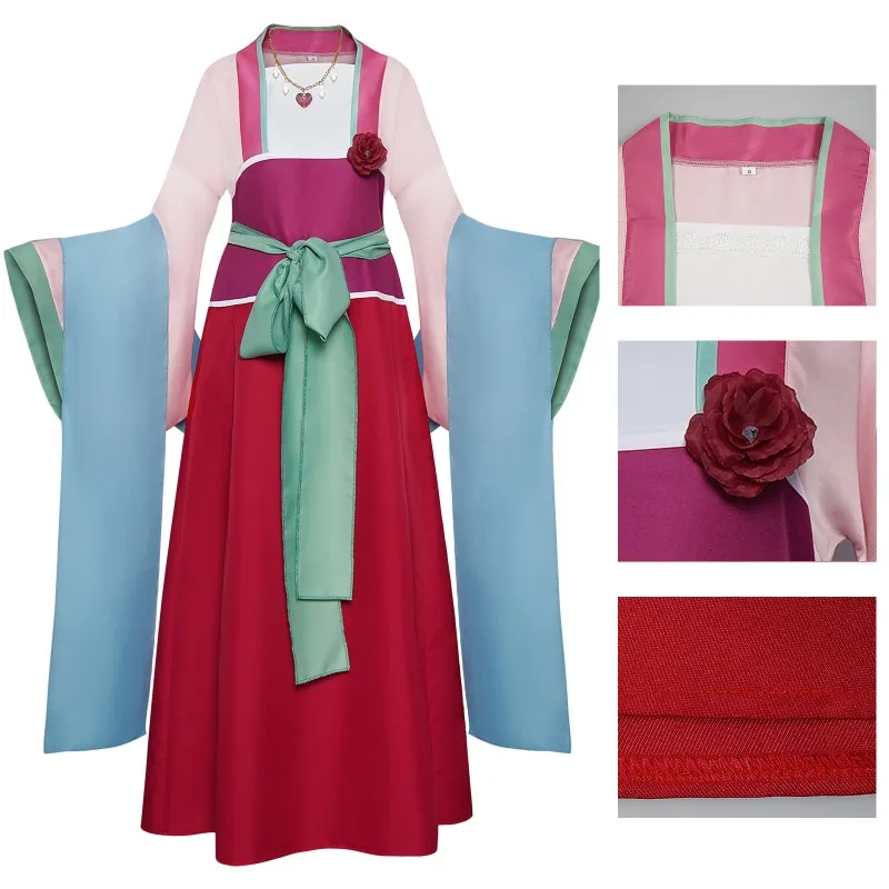 

Maomao Cosplay Costume Anime Apothecary Diaries Mao Mao Pink Kimono Full Set Women Outfit with Necklace for Halloween Comic Con