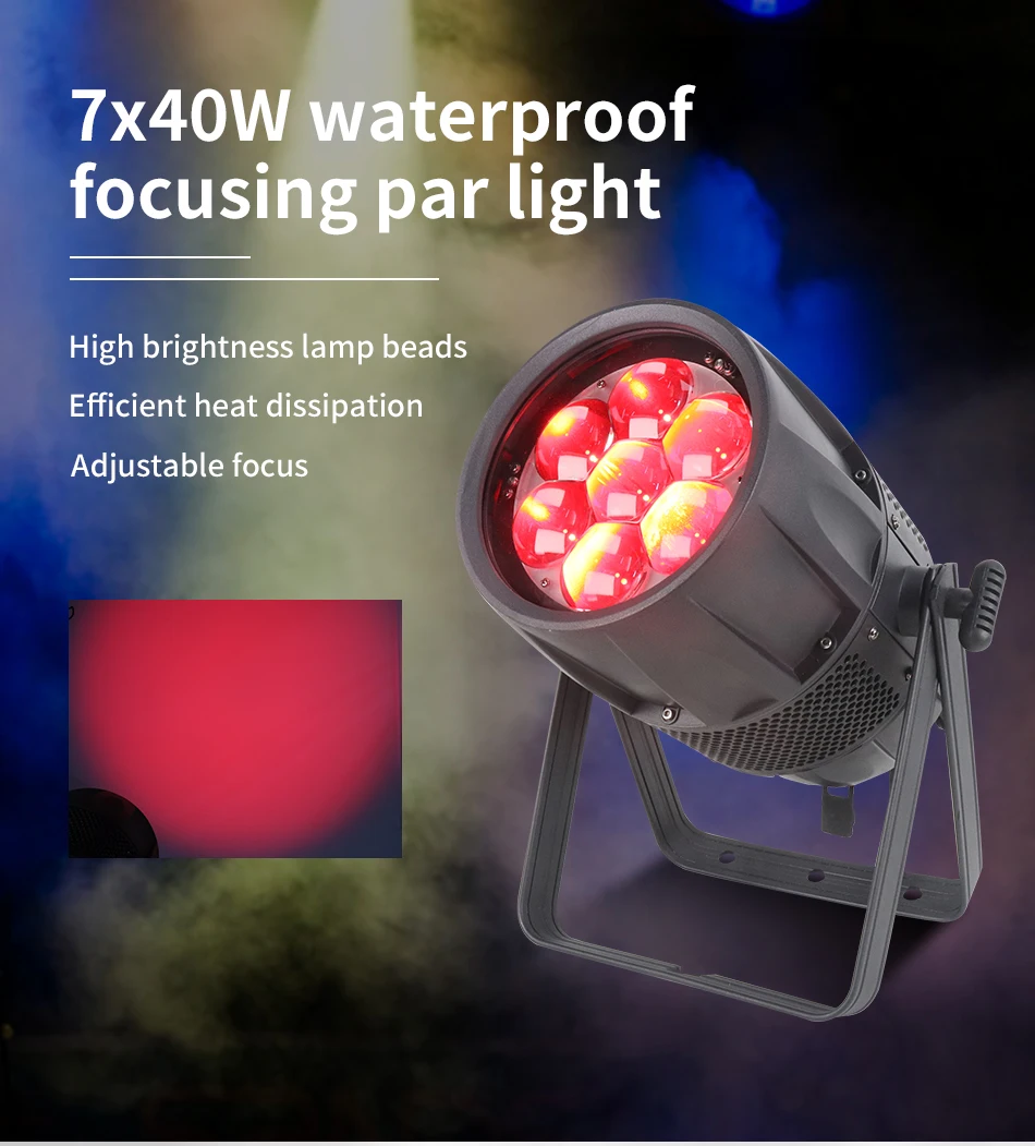 7x40W RGBW 4-in-1 LED Par-Licht Outdoor Zoom Einstellbare Party-Bühnenbeleuchtung für Veranstaltungen und Aufführungen – Detail 1