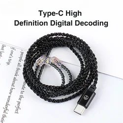 Type C Earphones Cable Upgraded Silver Plated With For TRN VX Pro/TA2/MT1 Pro/BAX/BA15/MT1/BA8/VX/BA5/N90S/ST1/STM etc