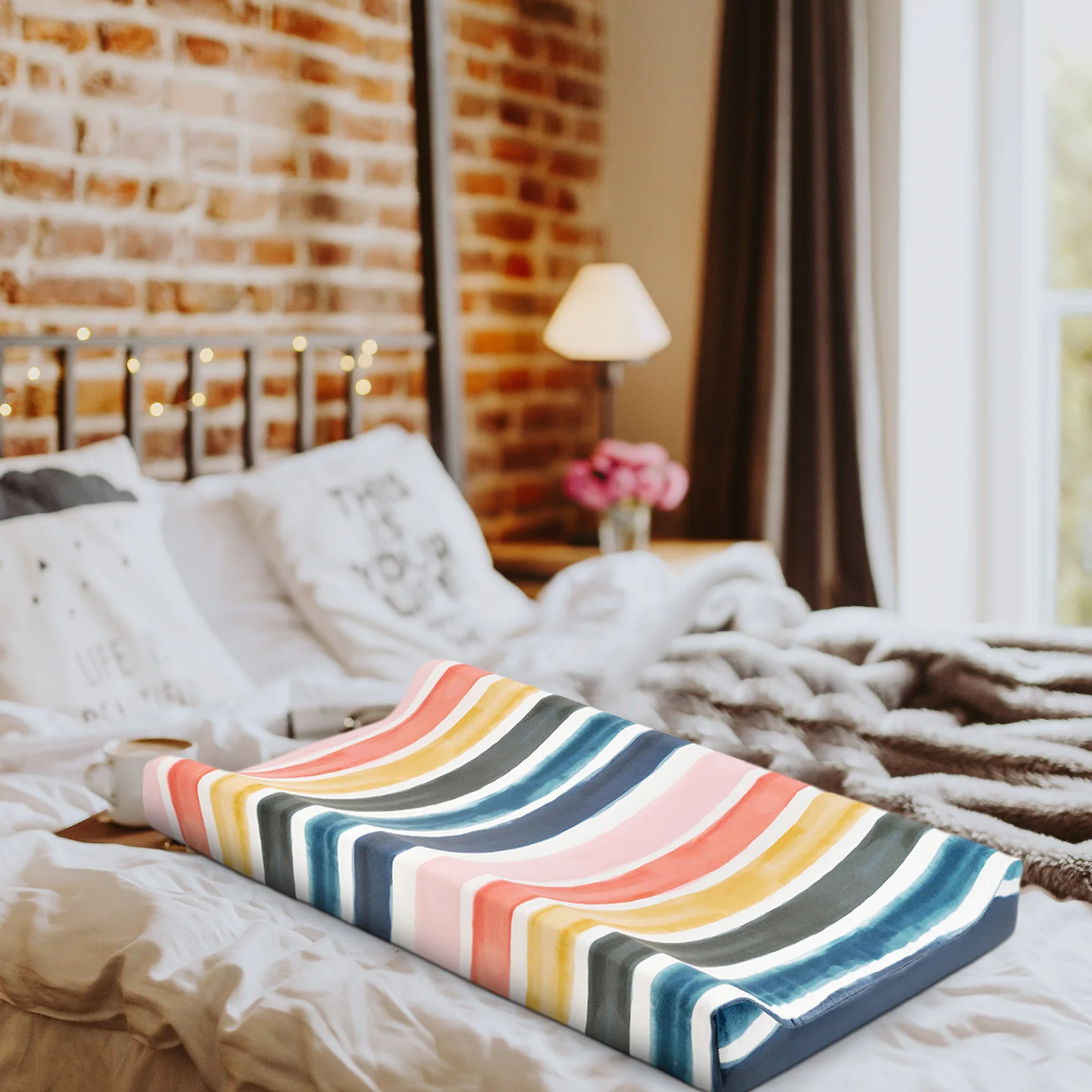 غطاء وسادة طاولة تغيير الحفاضات للأطفال قابل للغسل وقابل للإزالة وقابل لإعادة الاستخدام وغطاء مهد الطفل ناعم ومريح وجيد التهوية #5