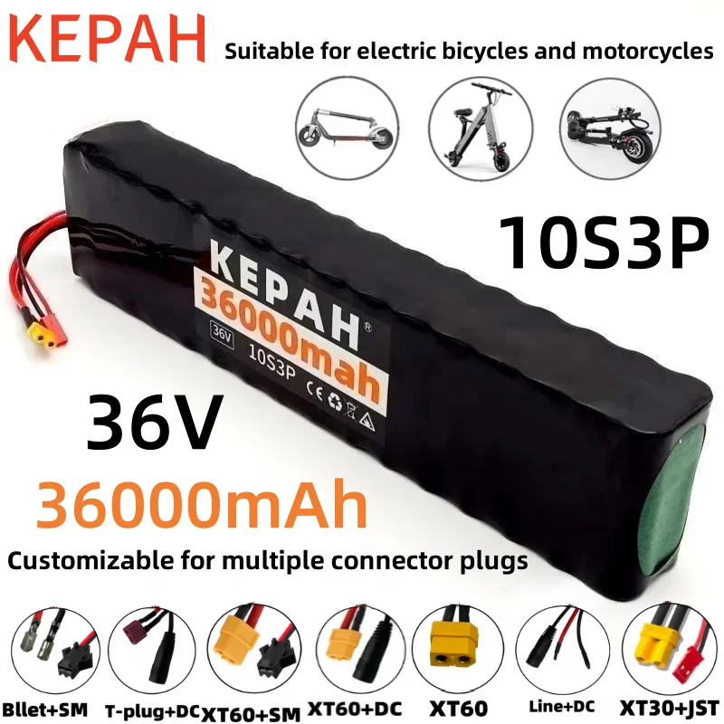 36V Rechargeable Lithium Battery Pack lpega18650 10S3P 500W Power Modified 36V Electric Scooter Battery