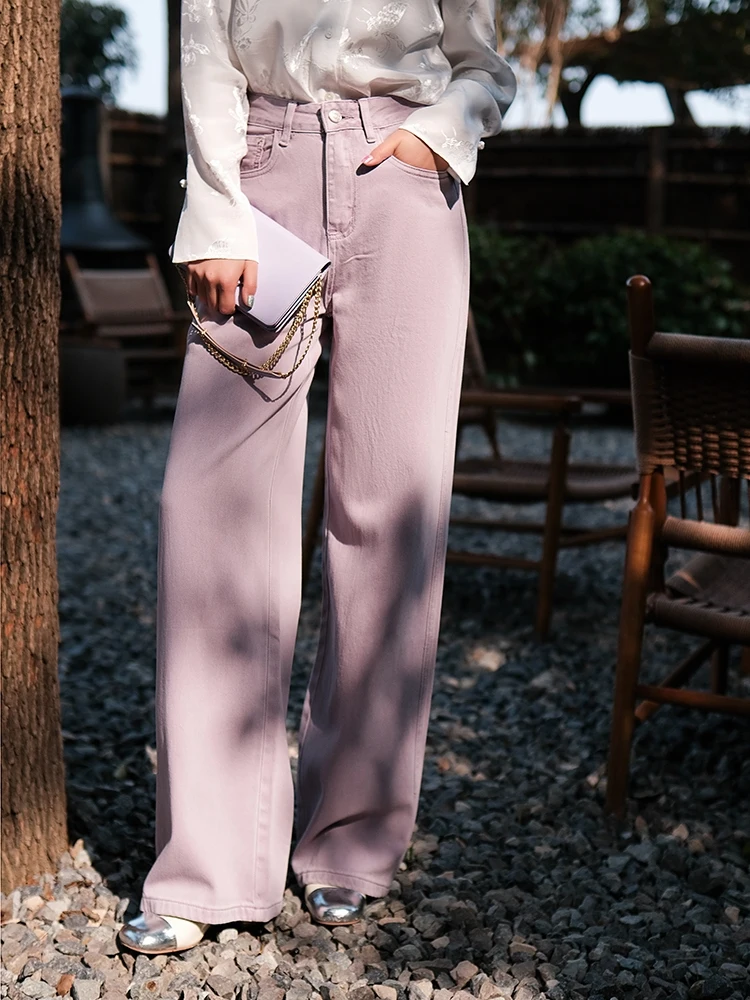 

Мягкие хлопковые джинсы Lenzing с охлаждающим эффектом, свободные, комфортные, стройнящие, повседневные, длинные брюки, женские джинсы прямого кроя, с завышенной талией