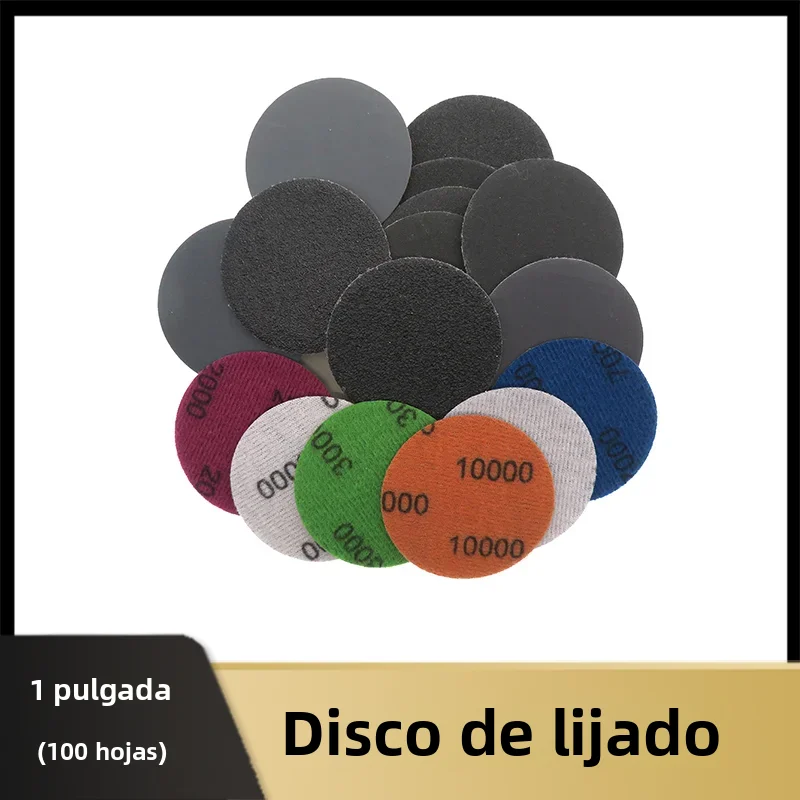 100 Discos de Lijado de 1 Pulgada, Papel de Lija Húmedo/Seco, Granos Variados 400-10000, Abrasivo para Madera, Fibra de Vidrio y Automoción