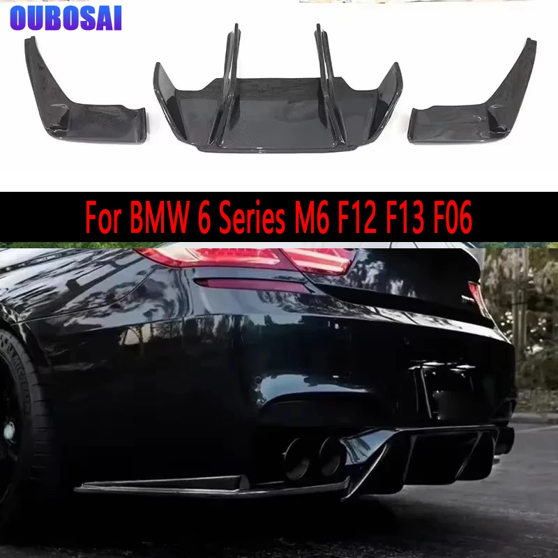 

For BMW 6 Series M6 F12 F13 F06 Carbon Fiber Diffuser Car Rear Bumper Diffuser Rear Splitters Spoiler with lamp Back lip