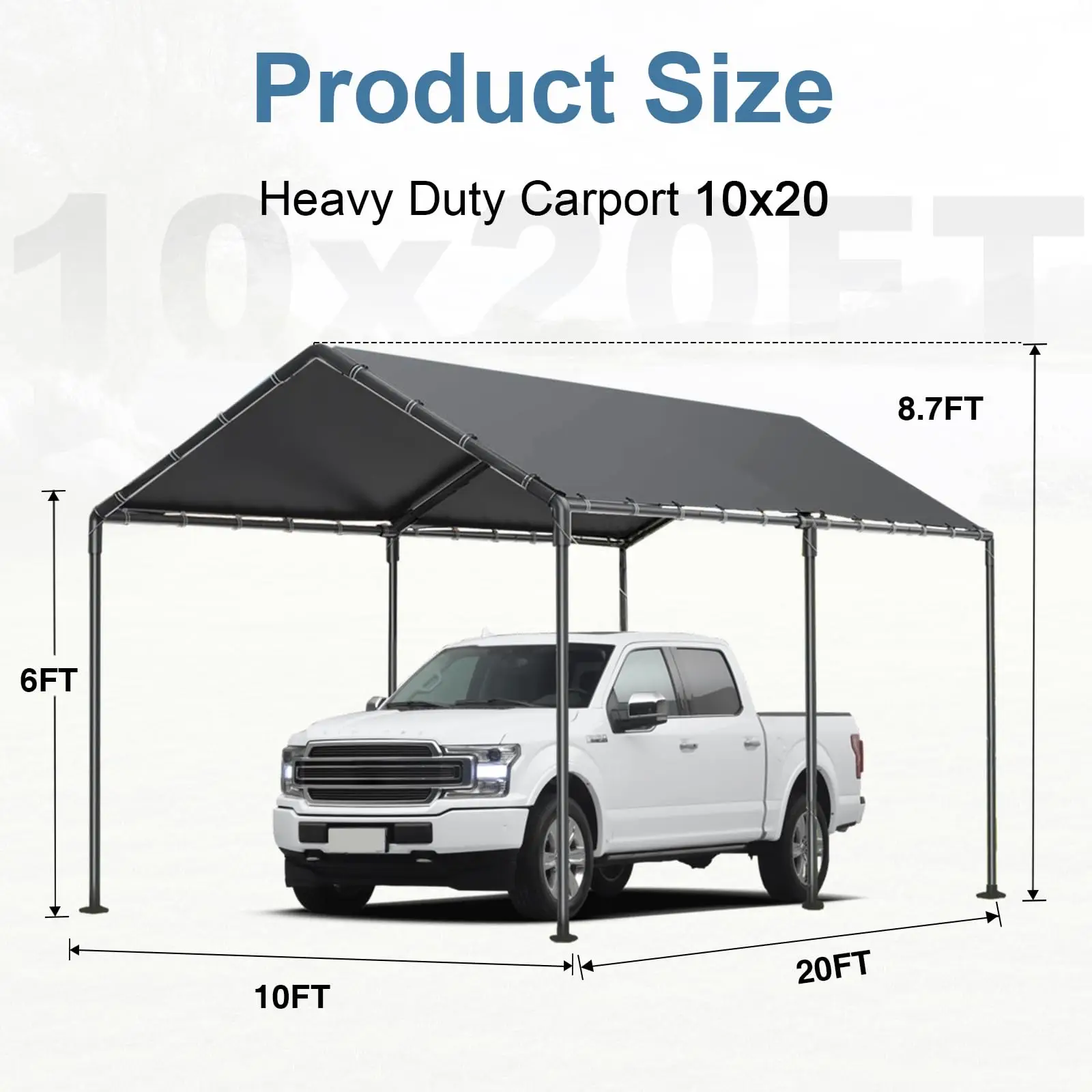 Carport, Heavy Duty Galavanized Carport Canopy, Party Car Tent Garage Shelter for Outdoor with Reinforeced Structure