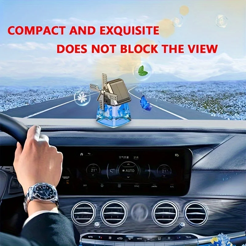 1pc Car Windmill Shaped Design Air Perfume Solar Aromatherapy Diffuser Car Dashboard Deodorizer Indoor Decoration