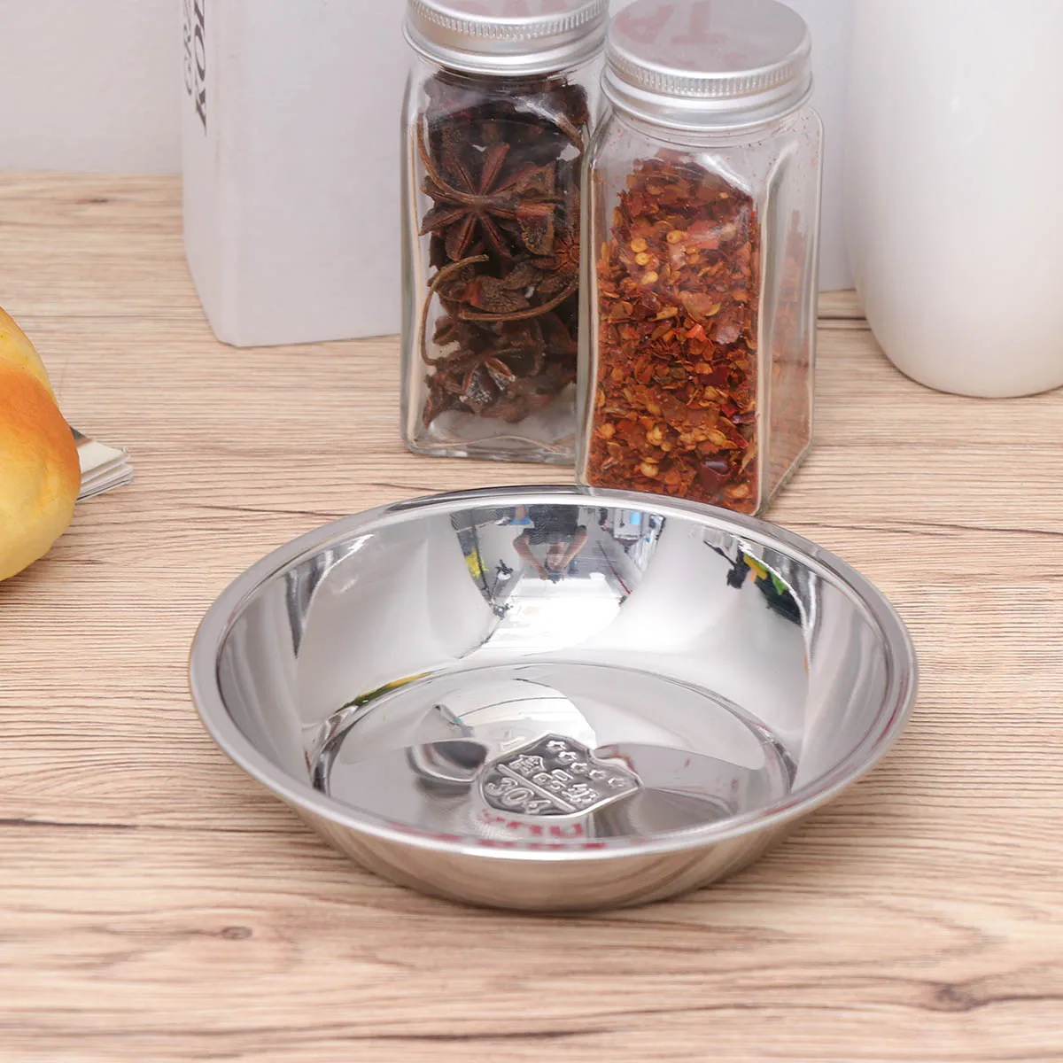 

304 Stainless Steel Round Dish 20Cm Shallow Plate Non-Slip Kitchen Dining Tableware For Restaurant Hotel Use