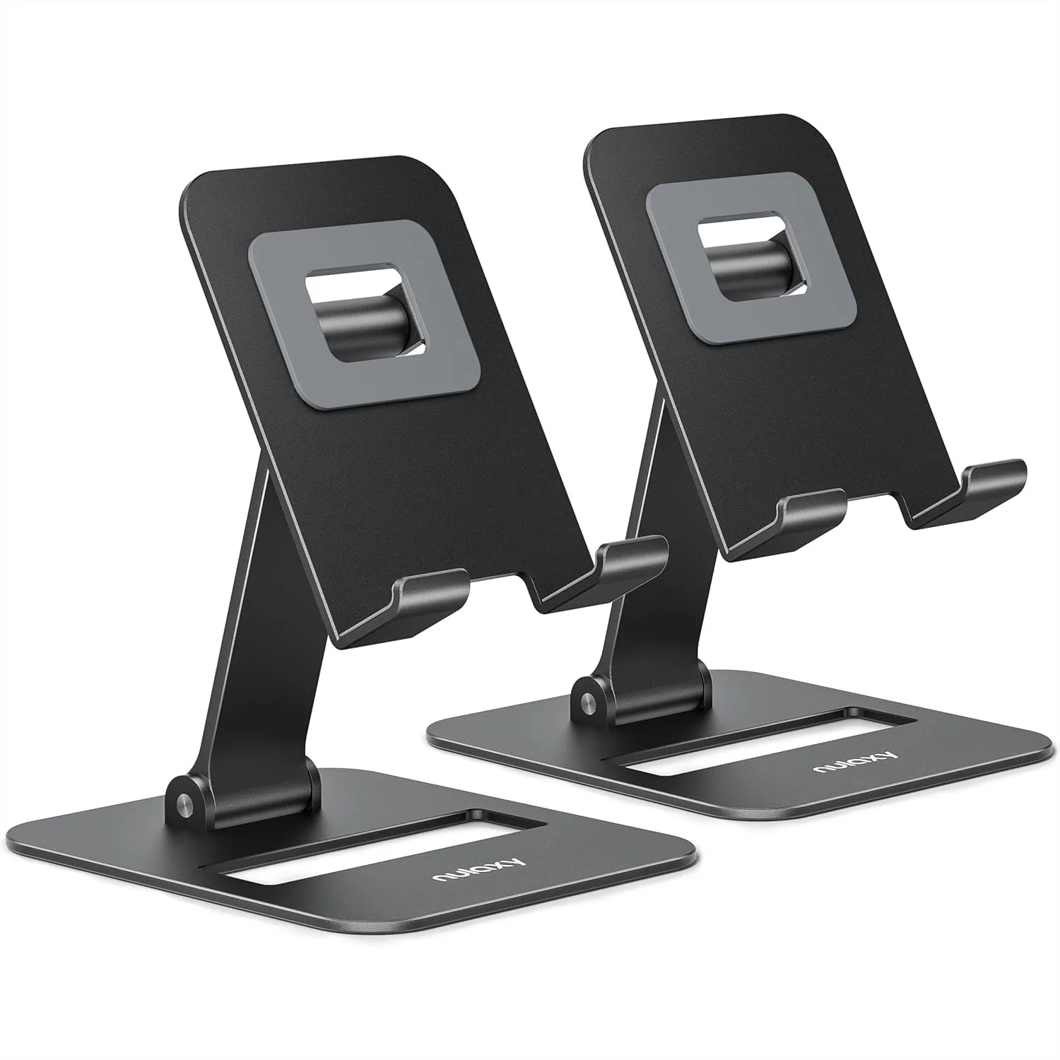 

2 Pack Dual Folding Cell Phone Stand, Fully Adjustable Phone Holder for Desk, Compatible with iPhone 16 15 14 13 12 11, Nintendo