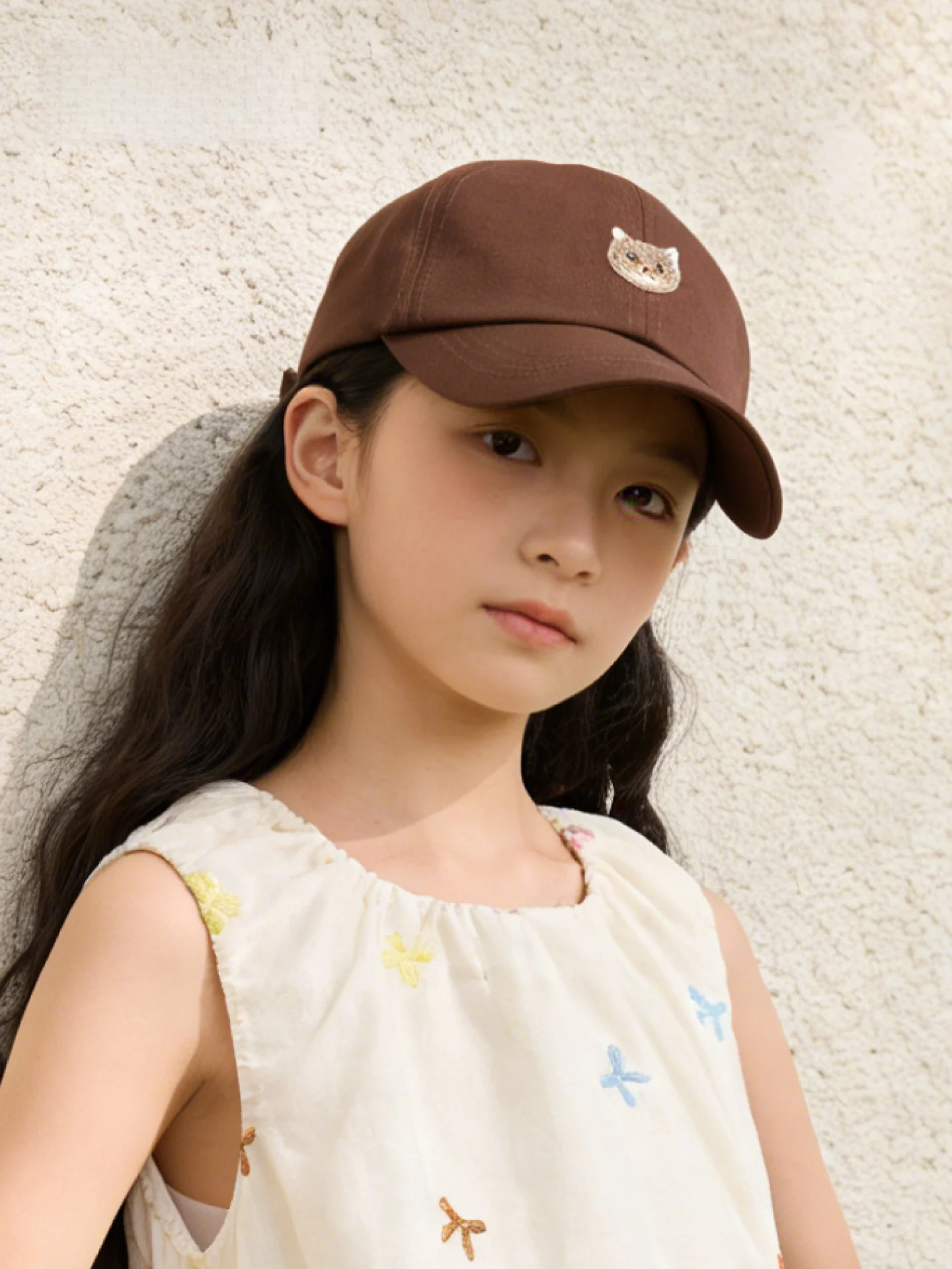 キッズ春夏猫犬野球帽調節可能なラウンドトップベントブリムコットンハット男の子と女の子用動物柄付き