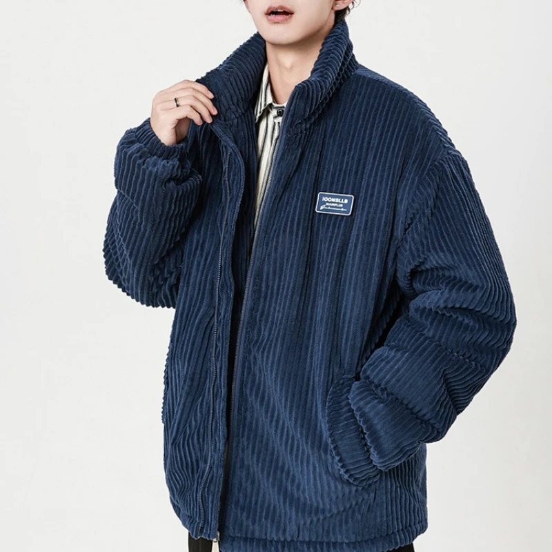 

Зимняя вельветовая куртка-парка, мужская парка с хлопковой подкладкой, осенняя куртка-пуховик, мужская винтажная корейская мужская ветровка с воротником-стойкой, пальто