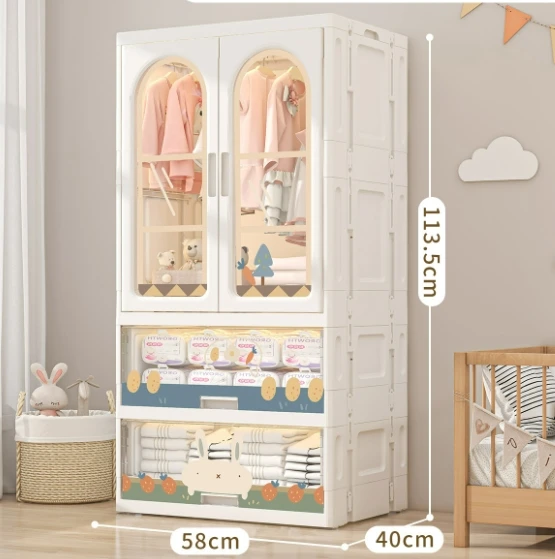 Kleiderschrank für Kinderzimmer, Kinder, einfacher Kleiderschrank, Schlafzimmer-Dekoration, Schlafzimmer-Aufbewahrungsschrank, Aufbewahrung, Organizador