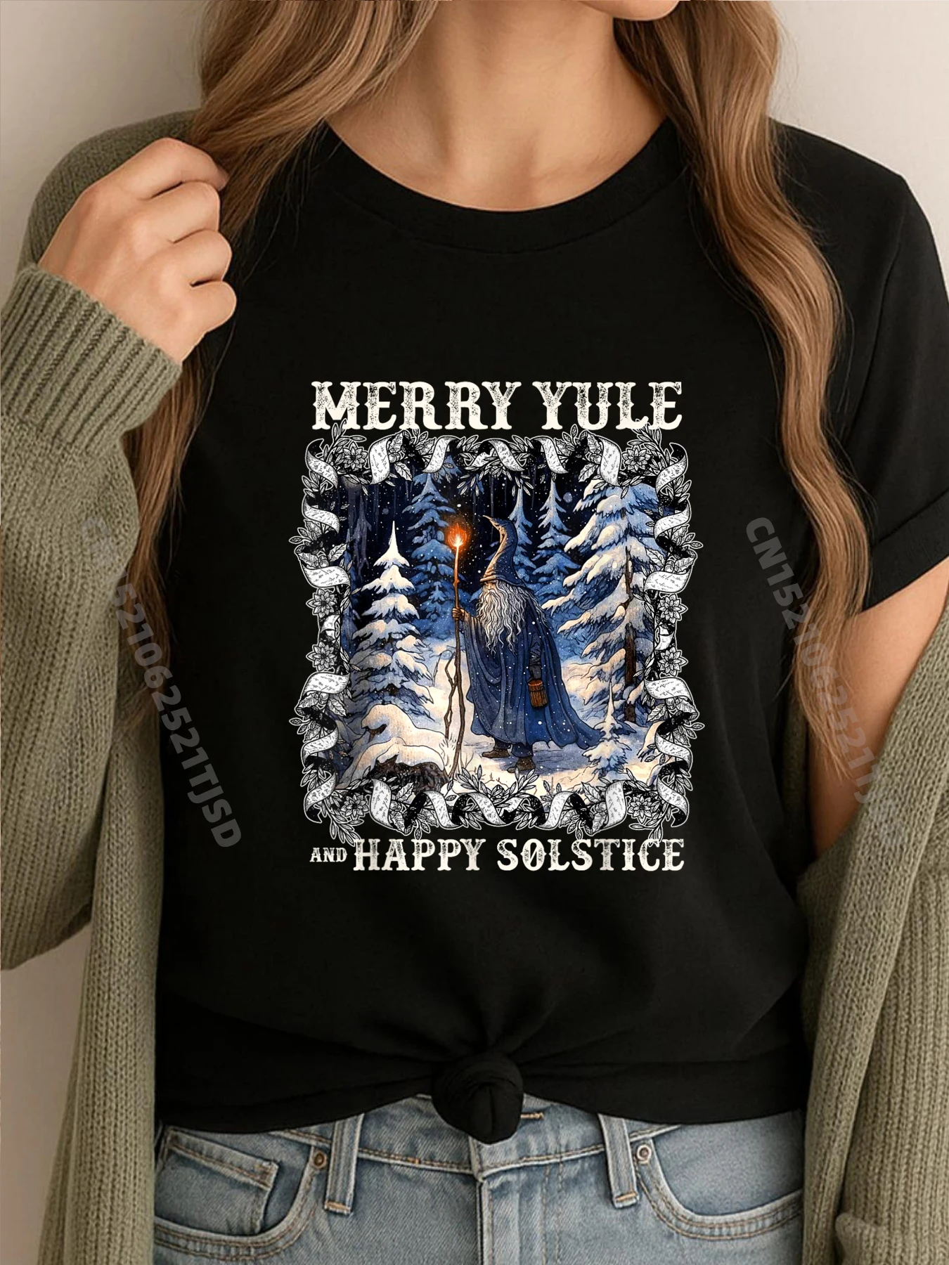 

Merry Solstice Happy Yule Christmas Bird Nordic Xmas Graphic Wholesale Tshirts 100 Pcs Mens Woman Clothes Geek