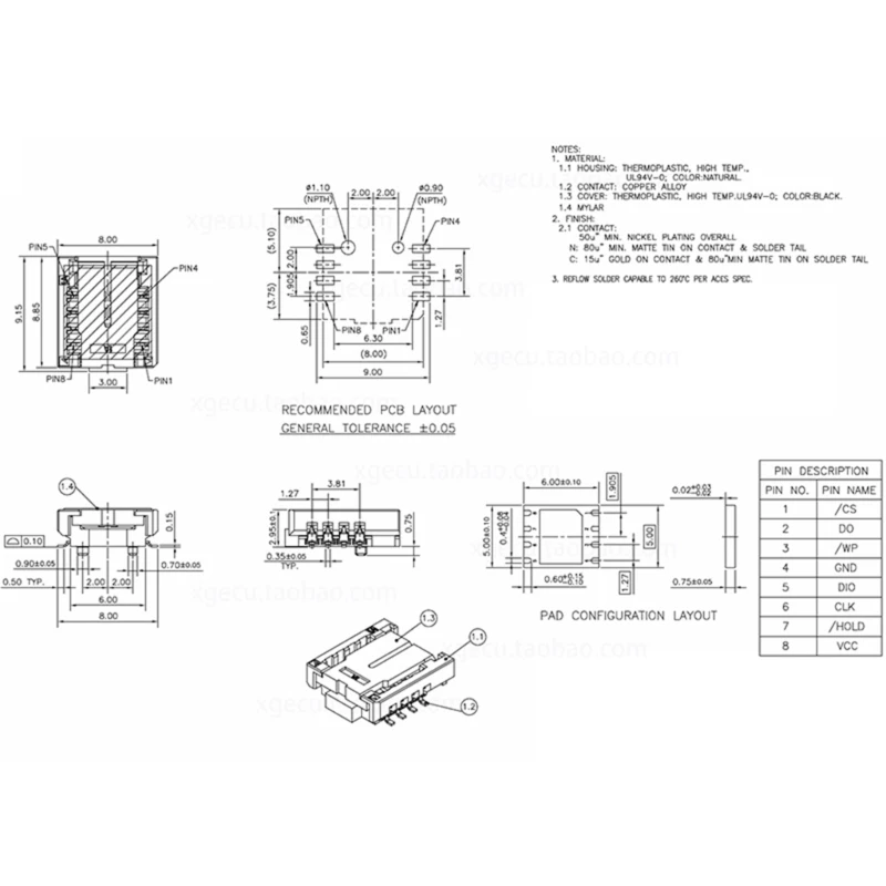 Convertidor Chip Universal F3KE, adaptador Qfn8 a Dip8 adecuado para Chips 6x5MM y 8x6MM