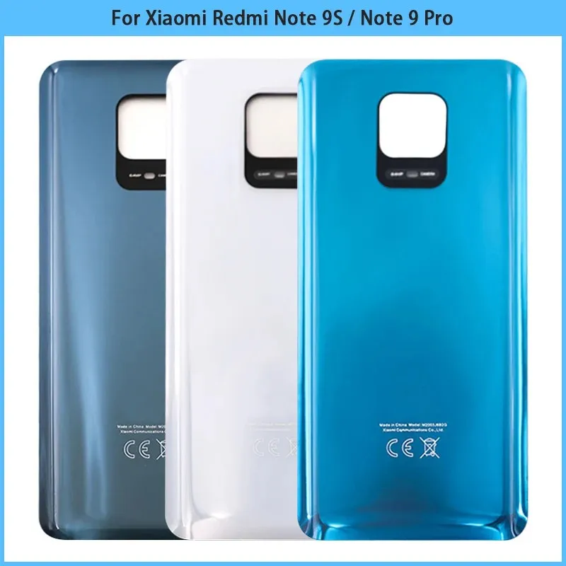 For Xiaomi Redmi Note 9S / Note 9 Pro 64MP Battery Back Cover Rear Door 3D Glass Panel Housing Case Camera lens Adhesive Replace