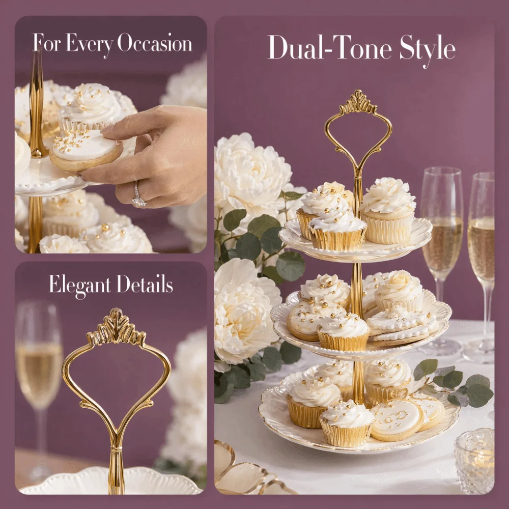 Zinc Alloy Cake Stands Crown Handle Threaded Rods Cupcake Display Holder Spacer Washers Gold Silver Cake Stand Hardware