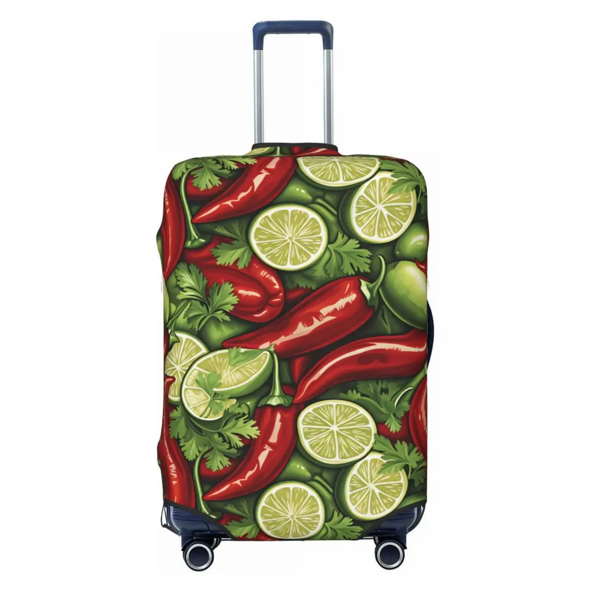 Funda protectora para equipaje con diseño de comida mexicana, limón, chile y cilantro, a prueba de polvo, fundas para maletas de viaje