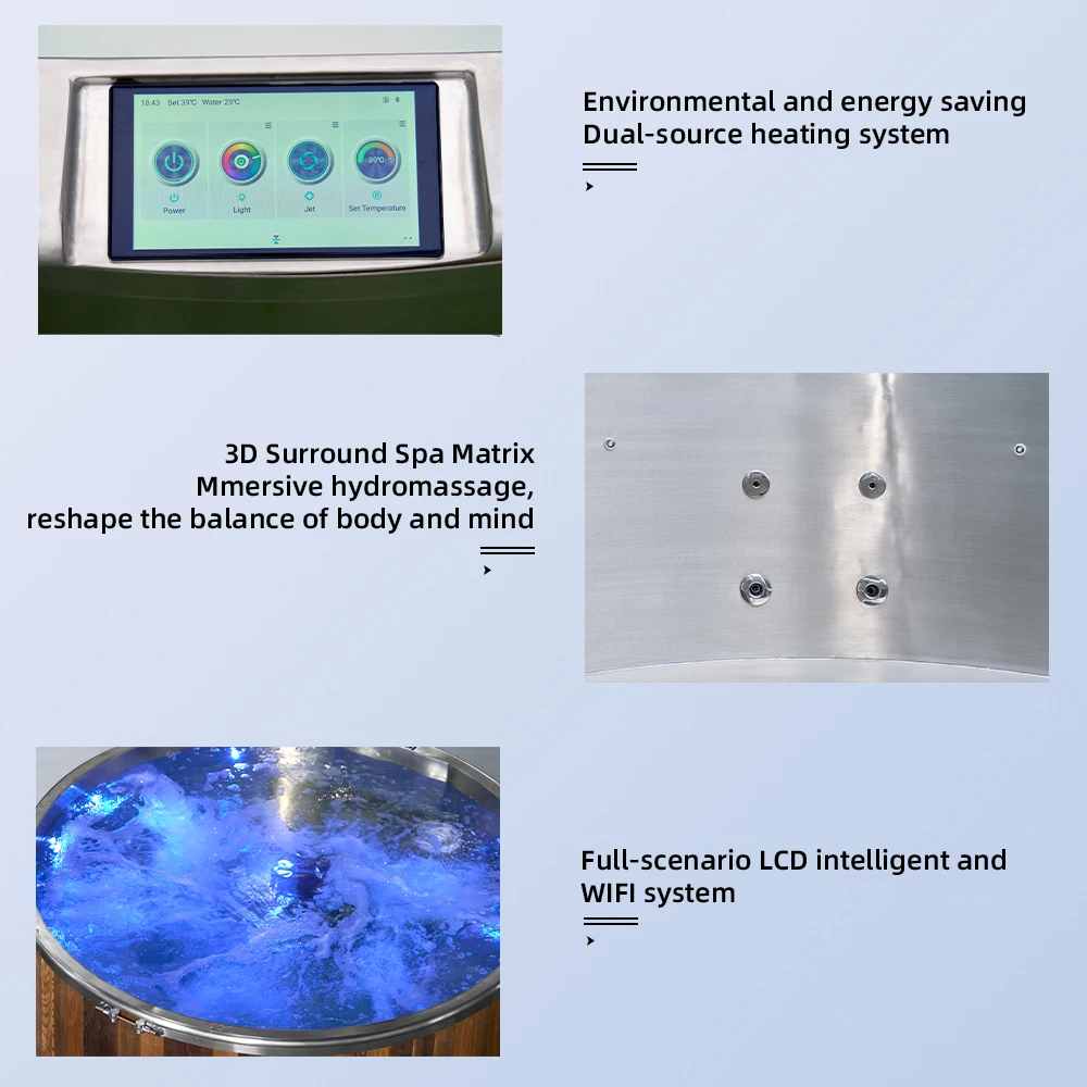 Portable Tub for Hot and Cold Bath Hybrid Hot Tub Wood Fire Hot Tub with Circulation Pump for Outdoor Relaxation