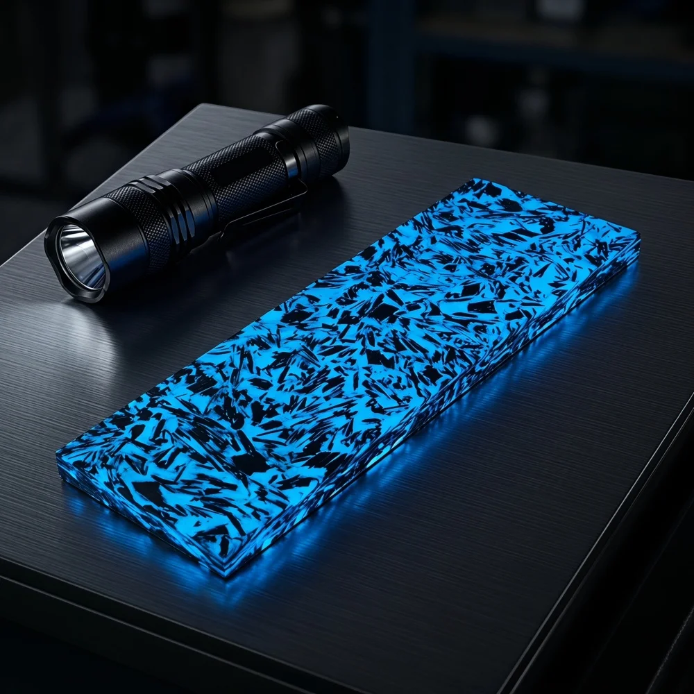 135X40X5MM  EDC Blue Luminous DIY Handle Patch DIY Knife Handle Patch Marble Patterned Luminescent Carbon Fiber Board