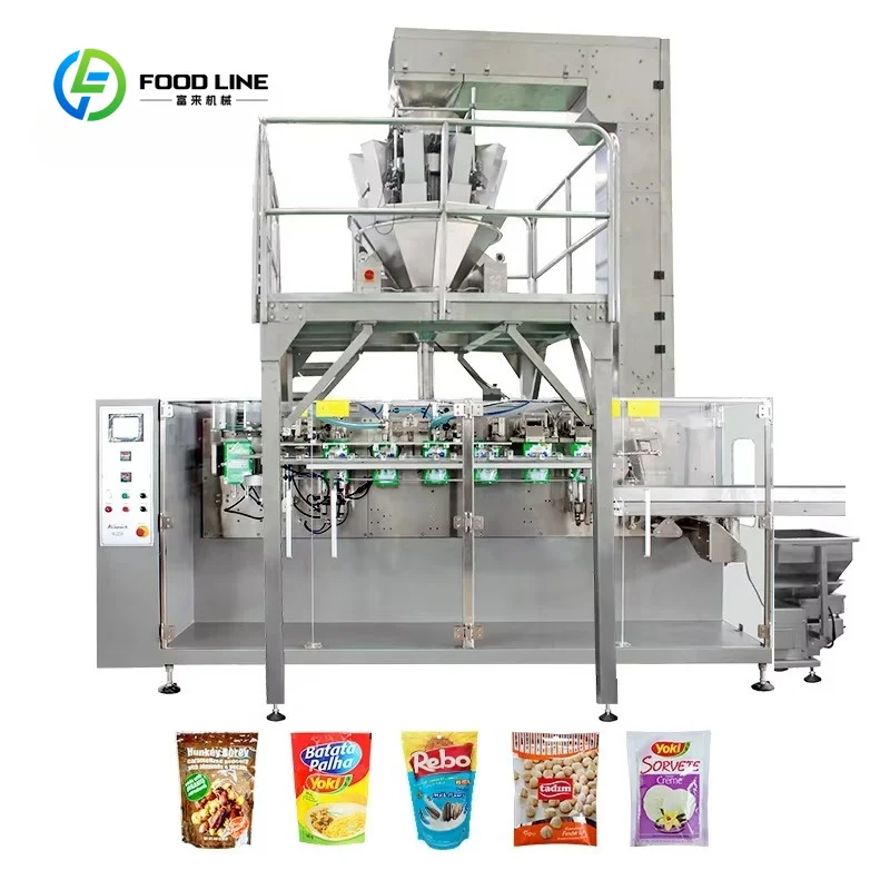 Customized Automatic Horizontal Pre-Made Bags PLC Controlled Sealing Filling Packaging Machine Multi-Function Granule Food