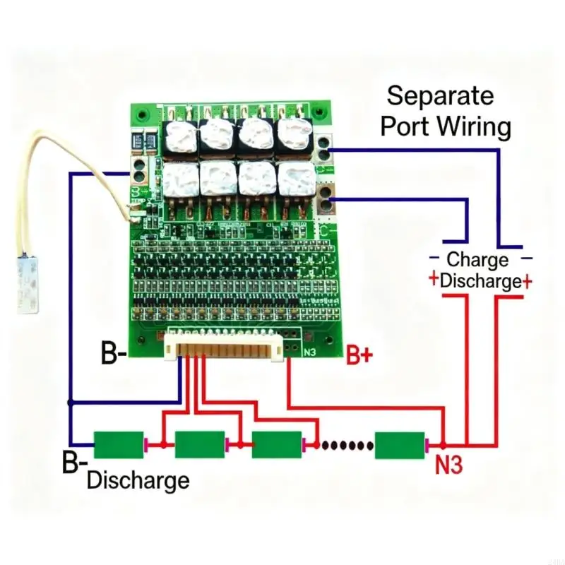 Separate-Port Battery Management Board for 48 V LiFePO4 Packs, with Overcharge, Over-Discharge, Over-Current, and Circuit Fault