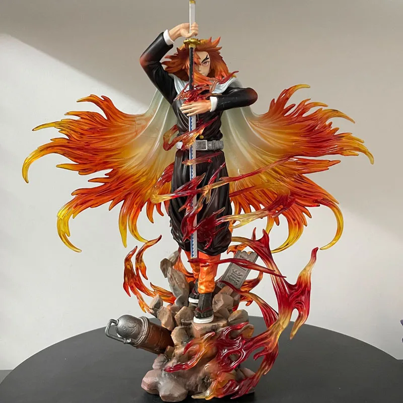 

Authentic Anime Ghost Killing Blade Series Peripheral Hand Made Gk Flame Pillar Apricot Shoulang Sword Pulling Table Decoration