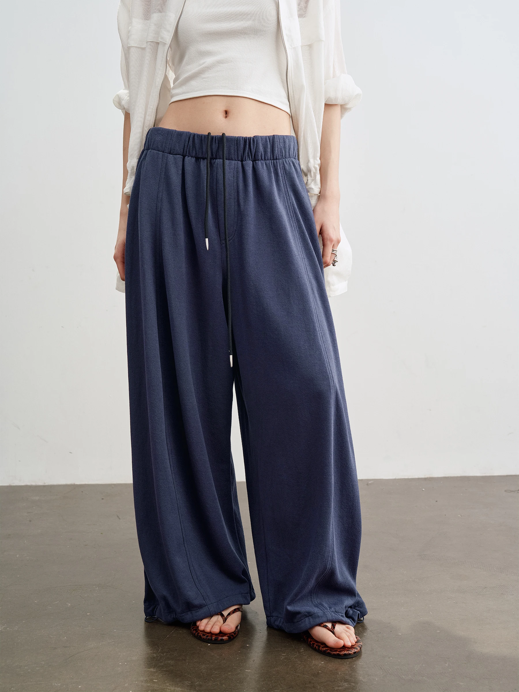 

SHKUCO Comfortable Soft Fashionable Loose Fit Adjustable Cuff Casual Pants Drawstring Wide Leg Pants for Women