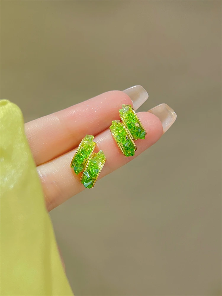 Gradient Green Fresh Summer Earrings 2023 New Popular Earrings for Women with a Small Design Sense Earrings