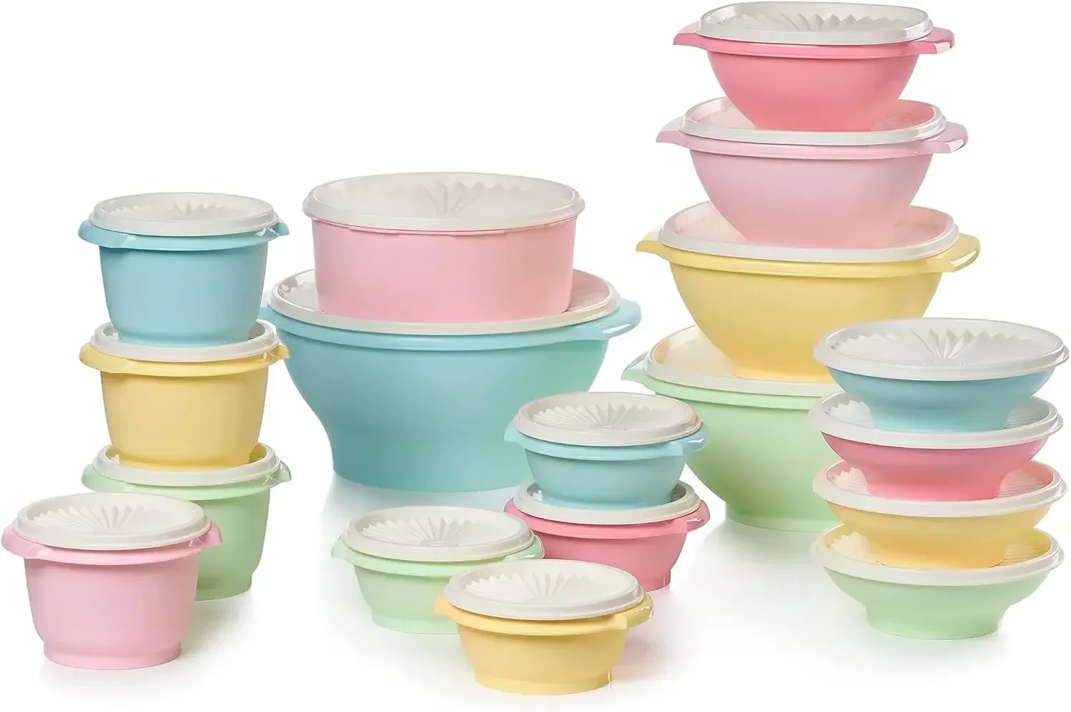 Collection 36 Piece Food Storage Container Set in Vintage Colors- Dishwasher Safe & BPA Free - (18 container