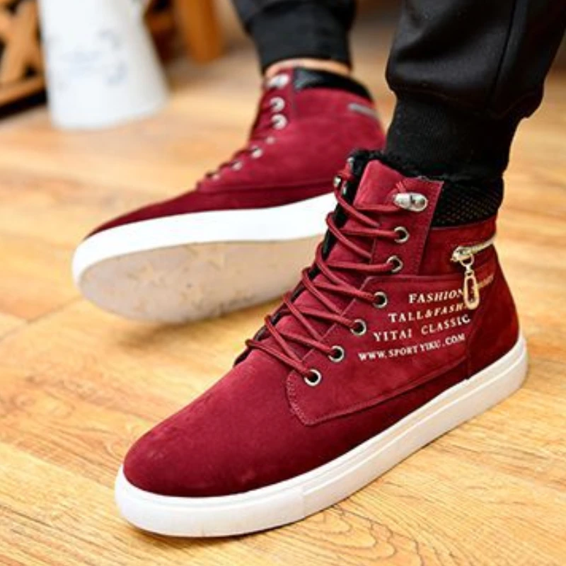 Men\'s Sneakers Autumn High Top Leather Men Shoes Lace-up Ankle Boots Comfort Tennis Shoes Male Sports Skateboarding Shoe Zapatos