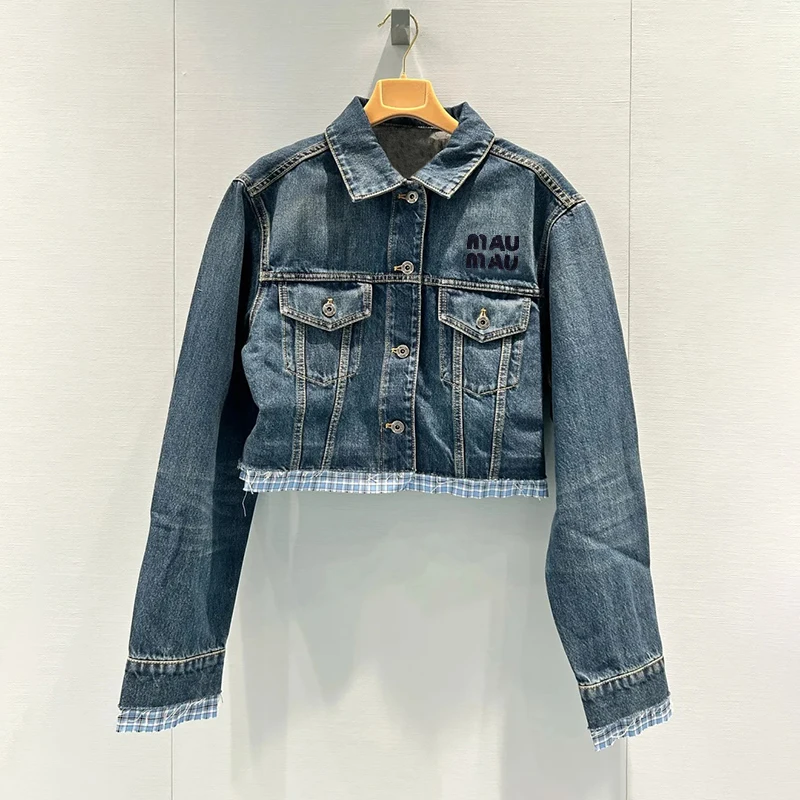 

Высококачественная синяя джинсовая куртка, женская повседневная винтажная американская верхняя одежда Sle ort, модная весенне-осенняя сезонная одежда для девочек