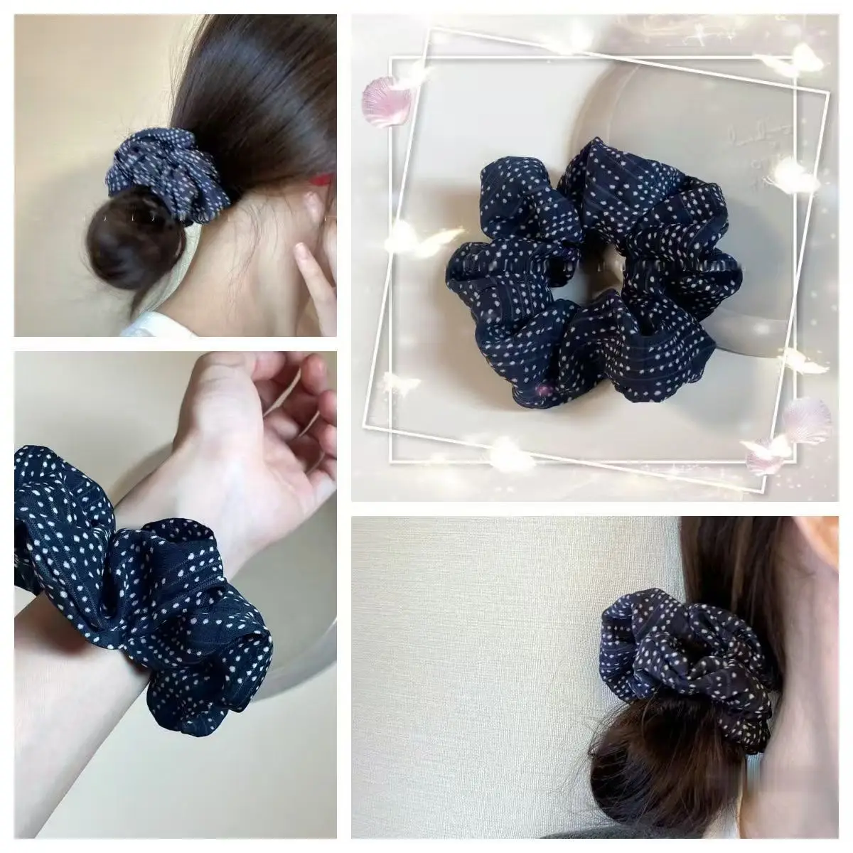 

New Large Intestinal Hair Ring For Women Blue Fresh Hair Accessories For Women Sweet Ponytail Hair Tied Hair Accessories