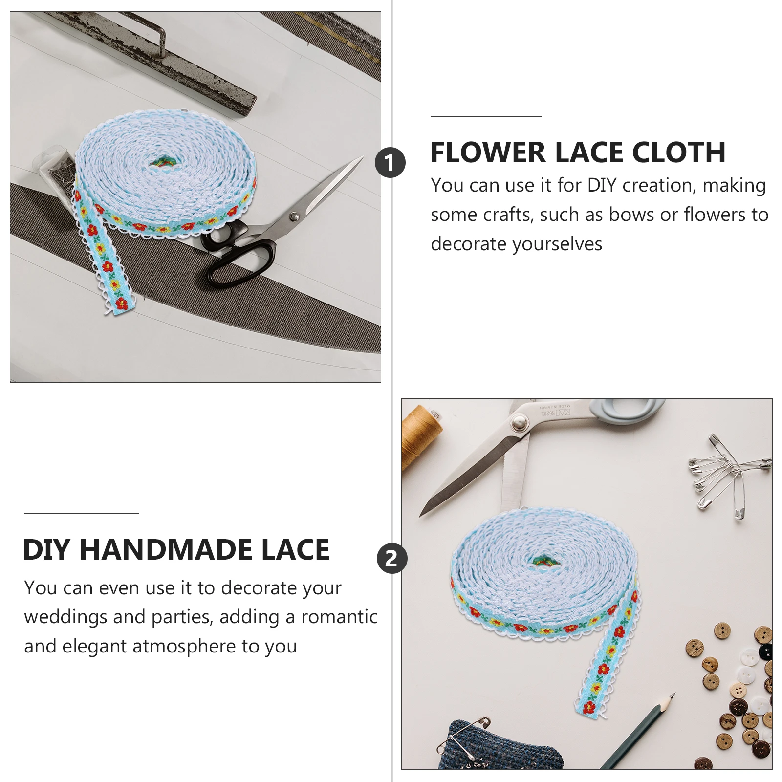 

2pcs Floral Ribbon Pcs Yard DIY Lace Embroidery Webbing Wedding Accessories Ethnic Diy H made Lace Cloth