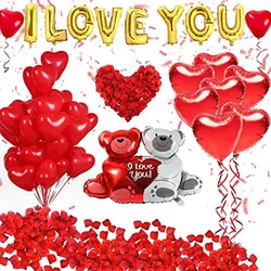 1Set Valentine's Day I Love You Hug Bear Balloons Foil Red Heart Balloon Wedding Party Decoration Baby Shower Birthday Supplies